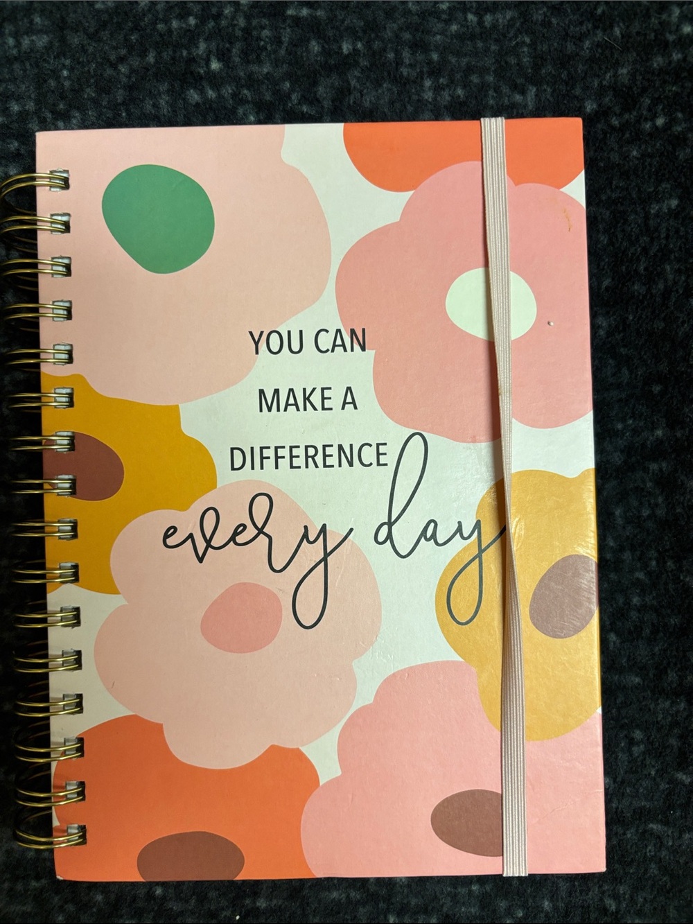 YOU CAN MAKE A DIFFERENCE EVERYDAY Spiral Floral Daily Planner Journal Notebook